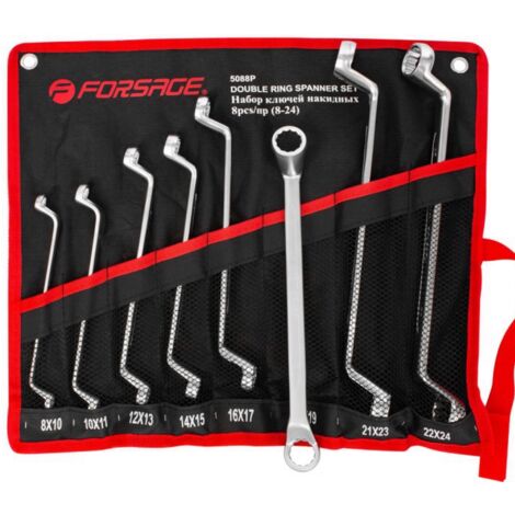 Set di 8 chiavi ad anello sfalsate 8-24 mm CrV