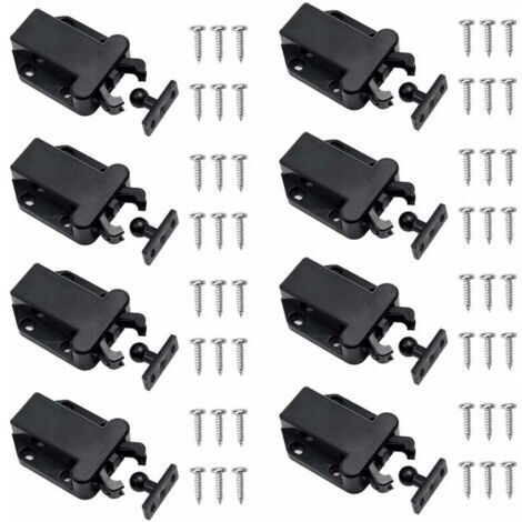 Set di 8 chiusure a scatto non magnetiche per ante di armadi, mobili, credenze, nere