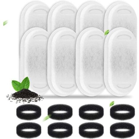 Set di 8 filtri per fontanella per gatti in acciaio inossidabile per distributore automatico di acqua per animali domestici, inclusi filtro al carbone e filtro in spugna