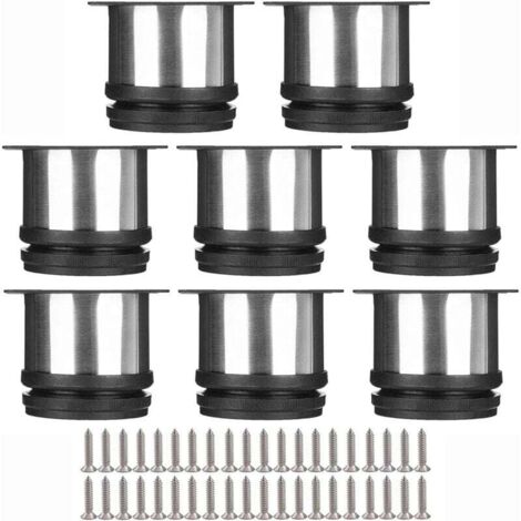 Set di 8 gambe per mobili, gambe da cucina regolabili Ø 50 mm/altezza 50 mm, gambe rotonde in metallo, acciaio inossidabile, piedini per divani e tavoli