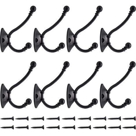 Set di 8 ganci appendiabiti vintage da parete, ganci in metallo per cappelli, appendiabiti retrò per bagno e cucina