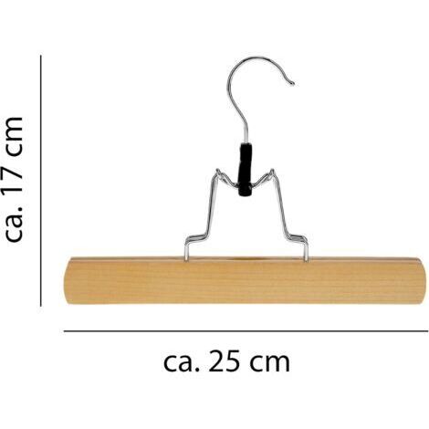 Set di 8 grucce per pantaloni in legno con clip, antiscivolo e con gancio girevole.