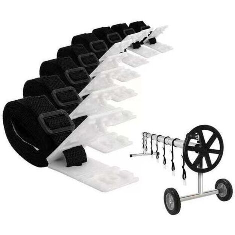 Set di 8 kit di fissaggio per copertura solare per piscina, cinghie di fissaggio e clip di fissaggio, cinghie adesive in nylon, piastre di fissaggio, fibbie per il fissaggio della copertura solare