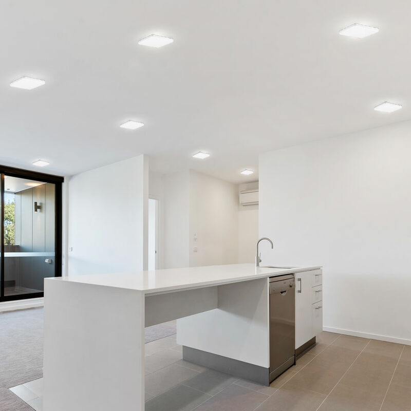 Image of Set di 8 LED ALU pannello a soffitto bianco lampada da incasso, camera da letto, illuminazione della sala di lavoro, lampada da terra