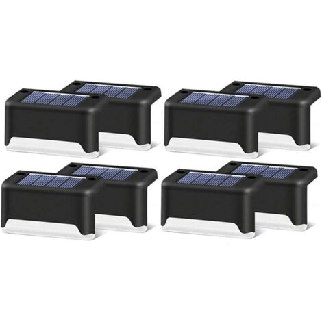 Set di 8 luci solari a LED per scale, terrazze, uso esterno (nero)