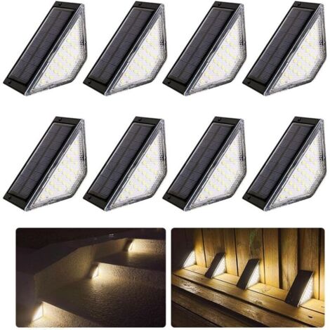 Set di 8 luci solari per esterni, lampade solari per esterni, illuminazione a LED, luci solari per scale esterne, decorazione impermeabile IP65 per balcone, recinzione, scale, parete
