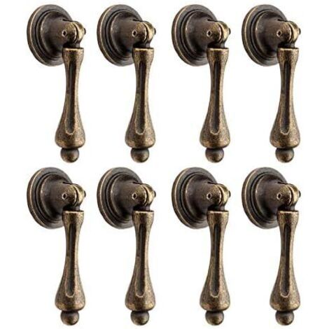 Set di 8 maniglie decorative vintage in bronzo per cassetti e mobili