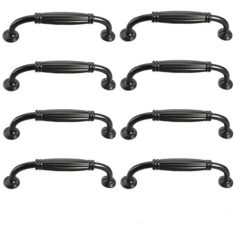 Set di 8 maniglie per ante di armadietti vintage europee, pomelli per cassetti antichi per cucina, camera da letto, spaziatura fori 96 mm, nero