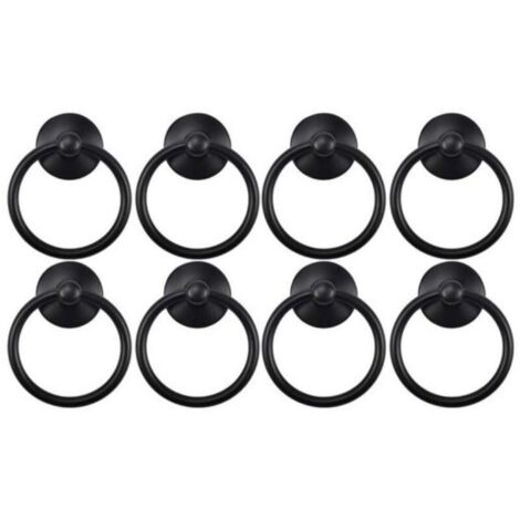 Set di 8 maniglie per mobili, stile retrò - Nere, 4,454 cm, finitura lucida e resistente