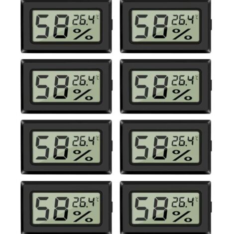 Set di 8 mini igrometri termometri, misuratore digitale di umidità per interni con sensore di temperatura per auto, serre, uffici domestici, gradi Celsius (°C)