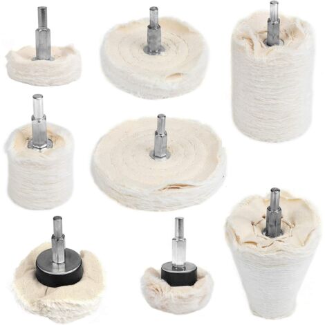 Set di 8 mole per lucidatura piatte e coniche - gambo da 6,3 mm