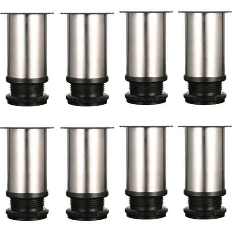 Set di 8 piedini regolabili per mobili - Metallo cromato - Altezza regolabile (Totale: 80-95 mm)