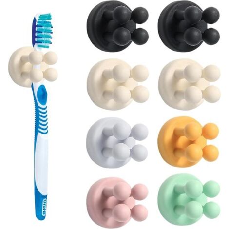 Set di 8 porta spazzolini in silicone, impermeabili e autoadesivi, ganci multifunzionali per singoli spazzolini, porta spina