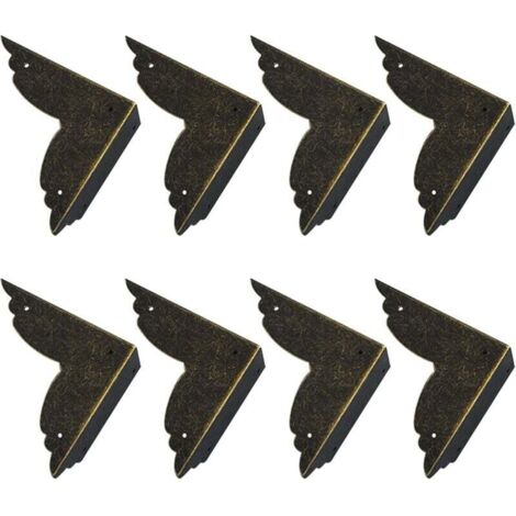 Set di 8 protezioni angolari in metallo vintage per mobili e tavoli (bronzo)