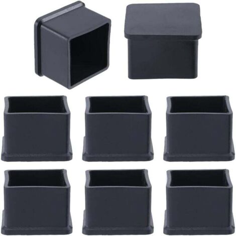 Set di 8 protezioni per gambe di sedie quadrate nere, piedini, tappi, protezioni per pavimenti, copripiedi per mobili adatti a gambe da 35 x 35 mm
