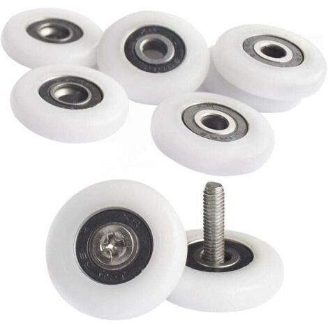 Set di 8 pulegge per porte doccia - Rulli da 25 mm - Box doccia ruggine - Con viti