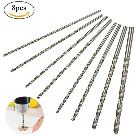 Set di 8 punte da trapano extra lunghe da 200 mm, punte da trapano in acciaio rapido, gambo dritto con diametro di 4 mm, 4,2 mm, 4,5 mm, 5 mm, 5,2 mm, 6 mm, 8 mm, 10 mm, utensile per la foratura del l