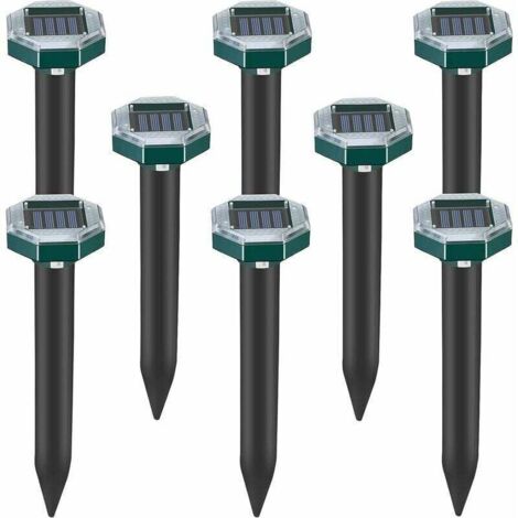 Set di 8 punte repellenti a ultrasuoni a energia solare per talpe, serpenti e arvicole per prato, giardino e Cortile, repellente per sardine