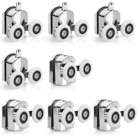 Set di 8 rotelle per porta doccia, 23 mm – doppie ruote in lega di zinco – per vetro da 4-6 mm, facile installazione
