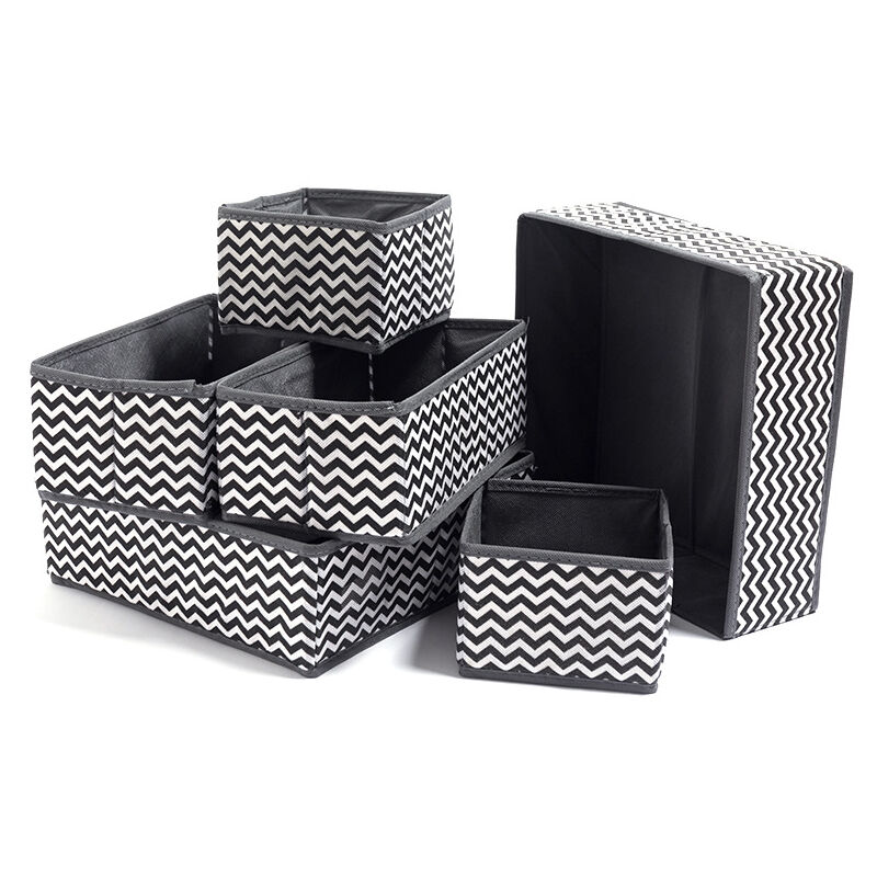 Image of Set di 8 scatole portaoggetti in tessuto non tessuto, cassetti pieghevoli e traspiranti, organizer ideale per cassetti per reggiseni, calze,