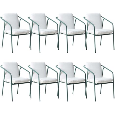 Set di 8 sedie da giardino con cuscini verdi Asciano