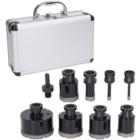 Set di 8 seghe a tazza diamantate con adattatore M14 - 6-68 mm, per marmo e piastrelle