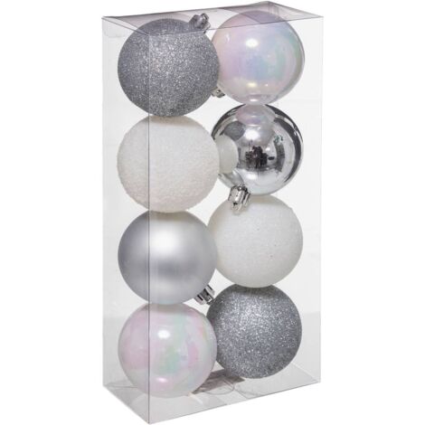Set di 8 sfere D.7cm bianco argento - Feeric lights & christmas