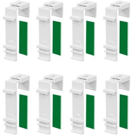 Set di 8 sostegni a clip per tende doppie Klemmfix per installazione e incollaggio senza perforazione, come accessorio o parte di ricambio per il montaggio delle finestre su finestre PVC o porte di ba
