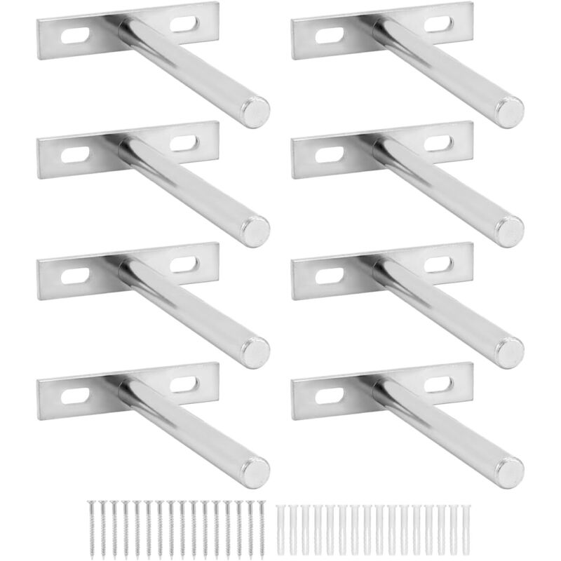 Set di 8 staffe per mensole a parete nascoste, 100 mm, telaio di supporto per mensole galleggianti in acciaio laminato a freddo
