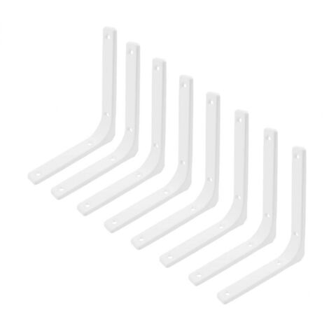 Set di 8 staffe per mensole in metallo bianco, supporti per mensole in ferro da parete, supporti a parete invisibili, resistenti, 150 x 125 x 7,5 mm, supporti per mensole da cucina da parete (150 x 12