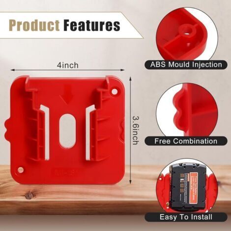 Set di 8 supporti per batterie compatibili con le batterie Milwaukee M18 da 18 V (modelli 48-11-1815, 48-11-1828, 48-11-1850, 48-11-1860). Adattatore per batteria da parete per furgoni, rack e conteni
