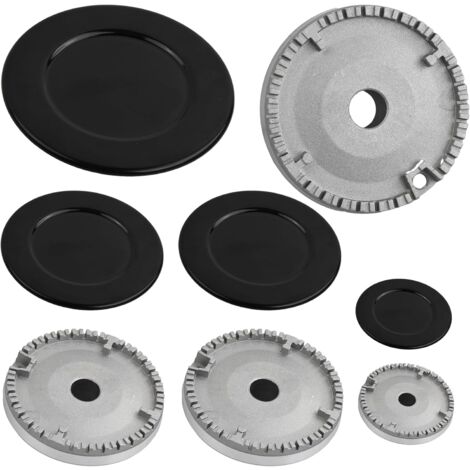 Set di 8 tappi per bruciatori, bruciatori per fornelli a gas, tappi a corona per bruciatori a gas, per piani cottura Ariston, Indesit, Samet, Nardi