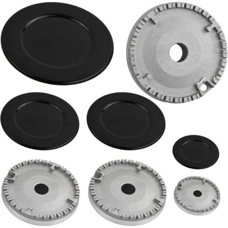Set di 8 tappi per bruciatori, bruciatori per fornelli a gas, tappi a corona per bruciatori a gas, per piani cottura Ariston, Indesit, Samet, Nardi