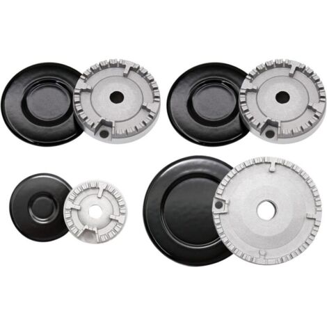Set di 8 tappi per fornelli, coperchio per fornello, corona per bruciatore a gas migliorata, tappo per fiamma per bruciatori a gas da 2,17/2,91/3,94 pollici