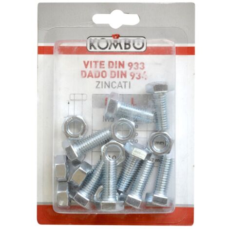 SET DI 8 VITI M8 X 20 DIN933 CLASSE DI RESISTENZA 4.8