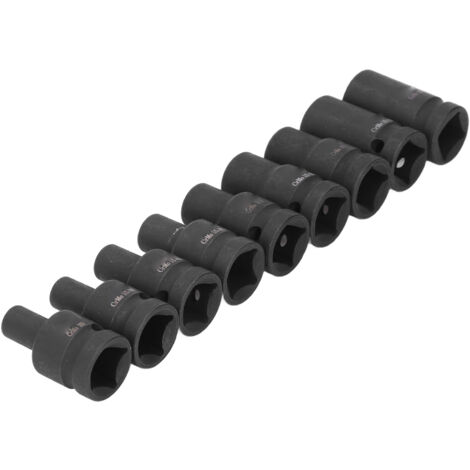 Set di 9 bussole per maschi in acciaio Cr-Mo - per chiave a percussione pneumatica/elettrica da 1/2"
