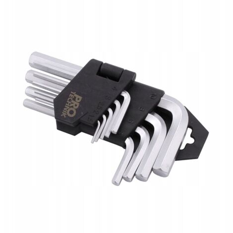 Set di 9 chiavi a brugola corte CrV 1,5-10 mm