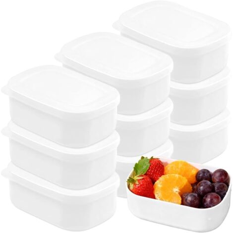 Set di 9 contenitori per alimenti in plastica, piccoli contenitori impilabili per snack, riutilizzabili e a tenuta stagna, con coperchi in plastica, ideali per frutta, salse e riso integrale.