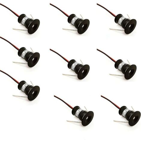 Set di 9 mini faretti LED da incasso a soffitto 12V 1W neri per cucina, scale, ripostiglio, corridoio, illuminazione fai da te, bianco caldo, bianco freddo, vetrine, armadi, piccoli soffitti, IP65, 30