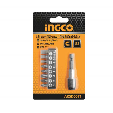 Set di 9 pezzi inserti  portainserti magnetico acciaio industriale INGCO AKSD007