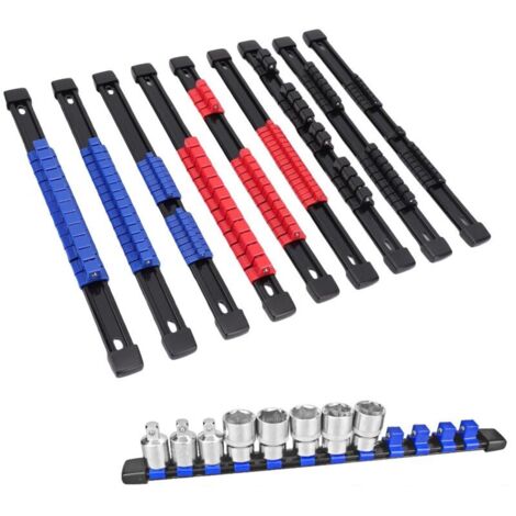 Set di 9 portabussole, utensili in ABS per attacchi da 1/2 pollice, 3/8 di pollice e 1/4 di pollice - Portabussole resistente, supporti per bussole di alta qualità, guida di montaggio per bussole.