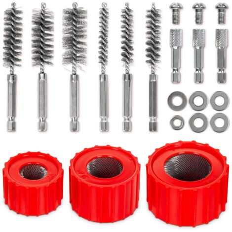 Set di 9 scovolini in rame per foratura elettrica, spazzola per tubi da 1/2", 3/4", 1" e 6 spazzole in filo di acciaio inossidabile, setole in filo di acciaio inossidabile