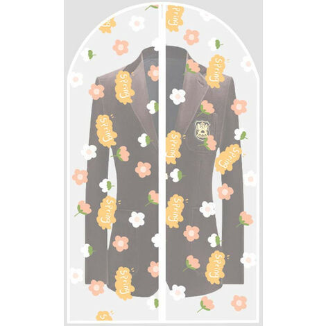 Set di abbigliamento da 2 pezzi, 60x140 cm, copertura in tessuto antipolvere con cerniera, borsa antitarme, traslucida, antiacaro, per riporre l'armadio, copertura protettiva da viaggio (fiori rosa co