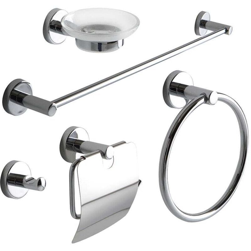 Kiamami Valentina - Ensemble D'accessoires De Salle De Bain Chromé De 5 Pièces Necessary