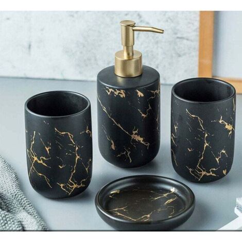 Set di accessori da bagno da 4 pezzi, set da bagno nero alla moda (