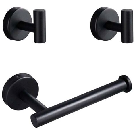Set di accessori per il bagno, 3 sacchetti per asciugamani, set di carta igienica, collana in acciaio inossidabile per bagno, cucina, bagno (nero)
