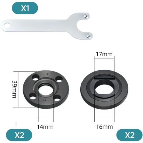 Set di accessori per smerigliatrice angolare – Set di flange per smerigliatrice angolare in lega pressofusa da 125 mm con chiave a Y, kit di montaggio per pezzi di ricambio e utensili per smerigliatri