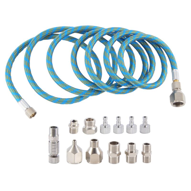 Image of Set di adattatori per aerografo, kit di sgancio rapido, tubo dell'aria intrecciato in nylon, per compressore e tubo flessibile