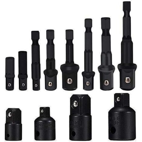 Set di adattatori per bussole, set di chiavi a bussola con gambo esagonale da 8 pezzi, set di adattatori per prolunghe per bussole, set di riduttori per adattatori da 4 pezzi per chiavi a cricchetto/c