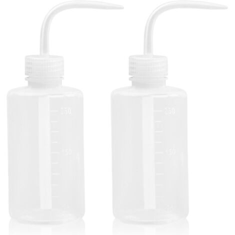 Set di annaffiatoi da 2 pezzi, bottiglia di risciacquo in plastica da 250 ml, bottiglia di annaffiatura a pressione con pipetta stretta, bottiglia flessibile, ugello
